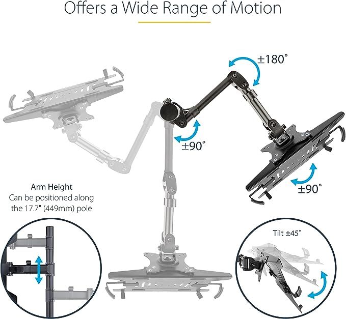 StarTech.com モニターアーム／ノートパソコン トレイ付／1画面／最大