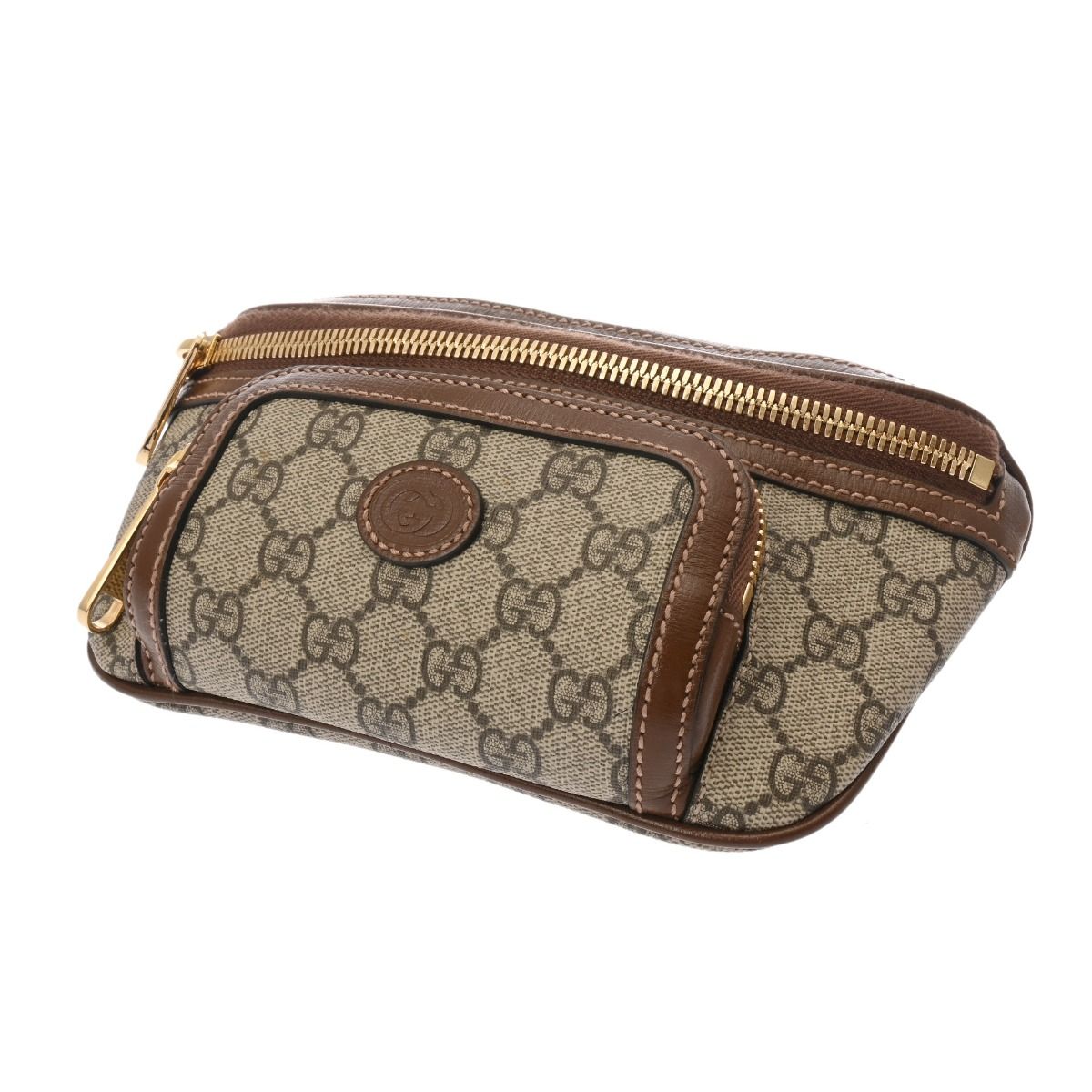 【未使用級】グッチ アクセサリーポーチ ベージュ インターロッキング 新同 グッチ インターロッキング ベルトバッグ ベージュ/ブラウン