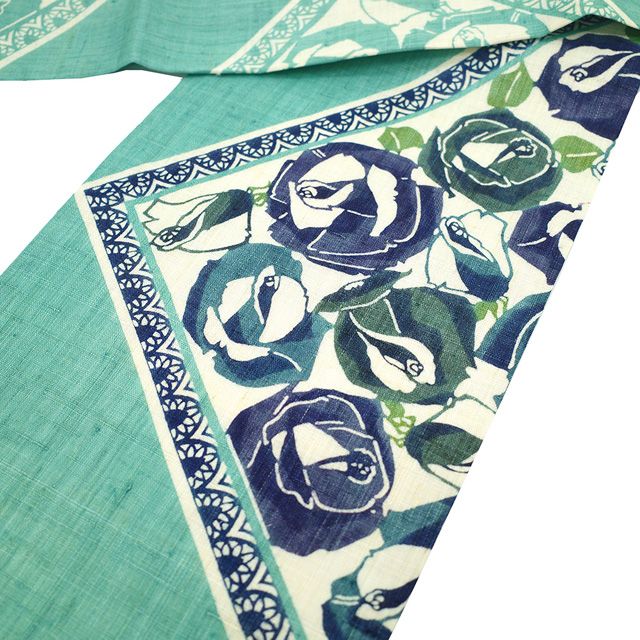 本麻　栗山吉三郎　名古屋帯　夏用 新品】 夏物 名古屋帯 未使用 栗山吉三郎 本大麻 和染紅型 麻 薄