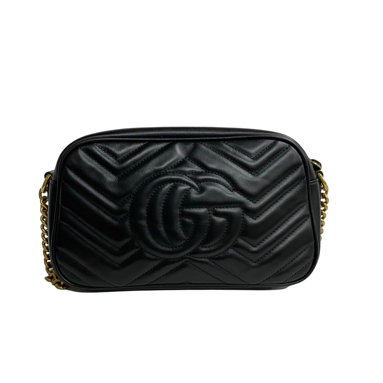 極 美品 箱 袋付き GUCCI グッチ GG マーモント ロゴ 金具 レザー 本革 