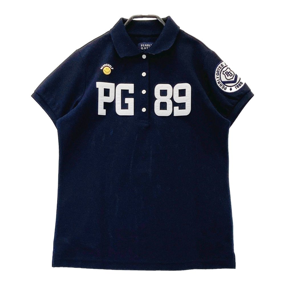 タグ付き　PEARLY GATES ポロシャツ サイズ1 総柄　ネイビー パーリーゲイツ ネイビー ポロシャツ レディース 89 サイズ1