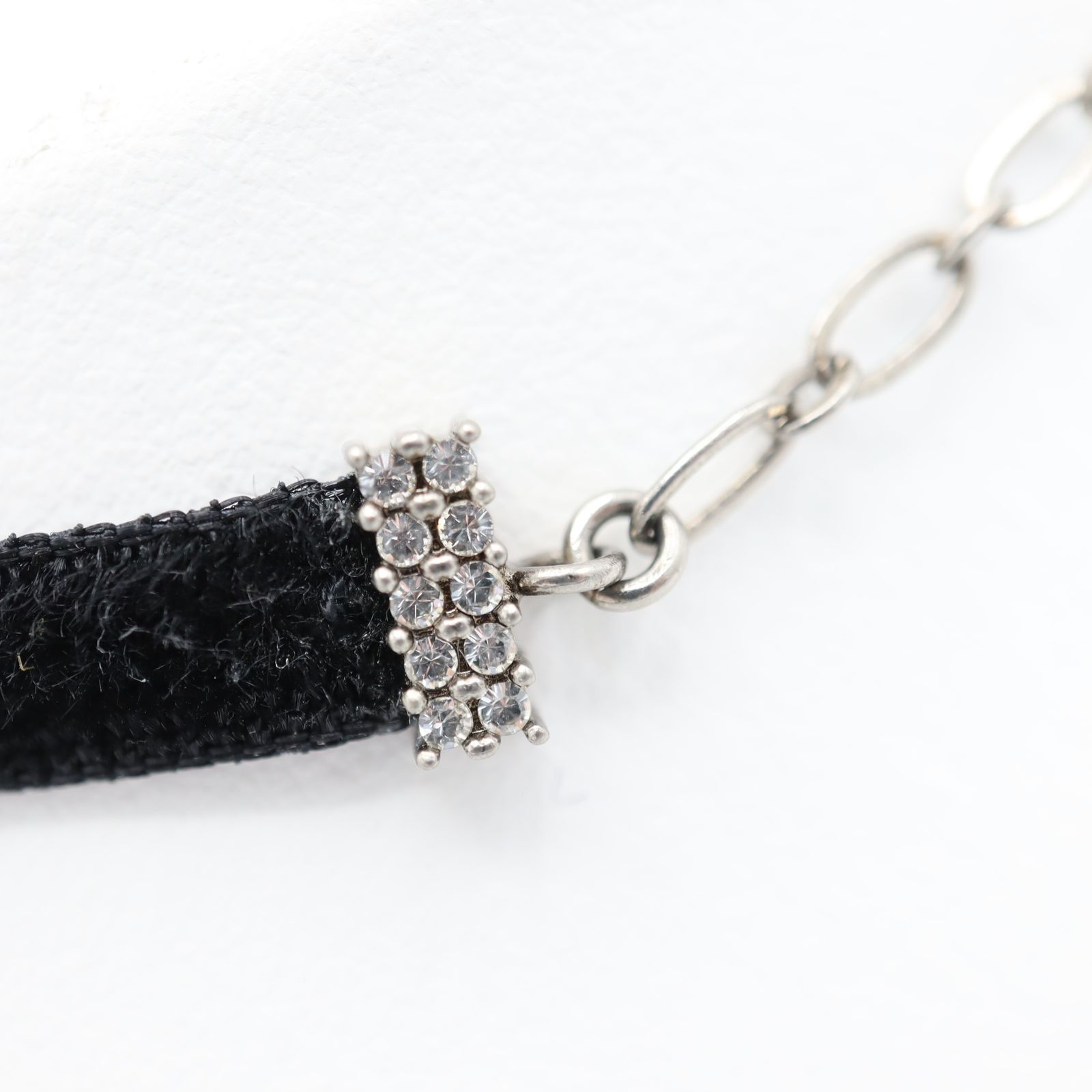 Christian Dior ディオール チョーカー DIOR ラインストーン ベロア 黒 