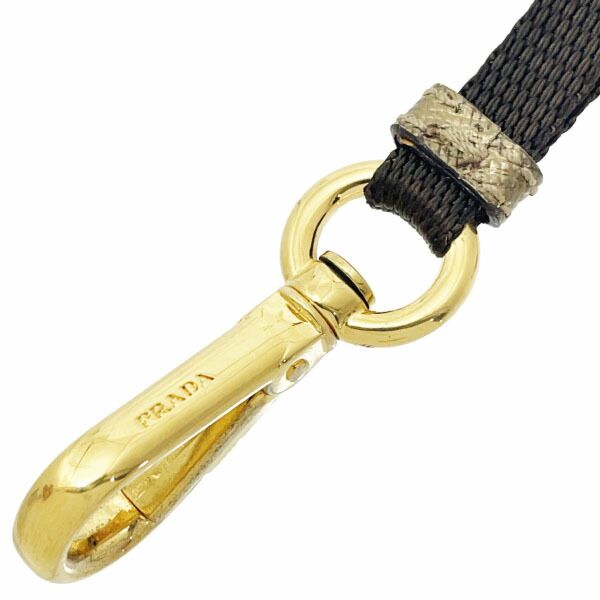  プラダ ストラップ ロゴ ネックストラップ ナイロン ダークブラウン 濃茶 こげ茶 PRADA ロングストラップ キーフック ID ブランド小物 その他 折り財布