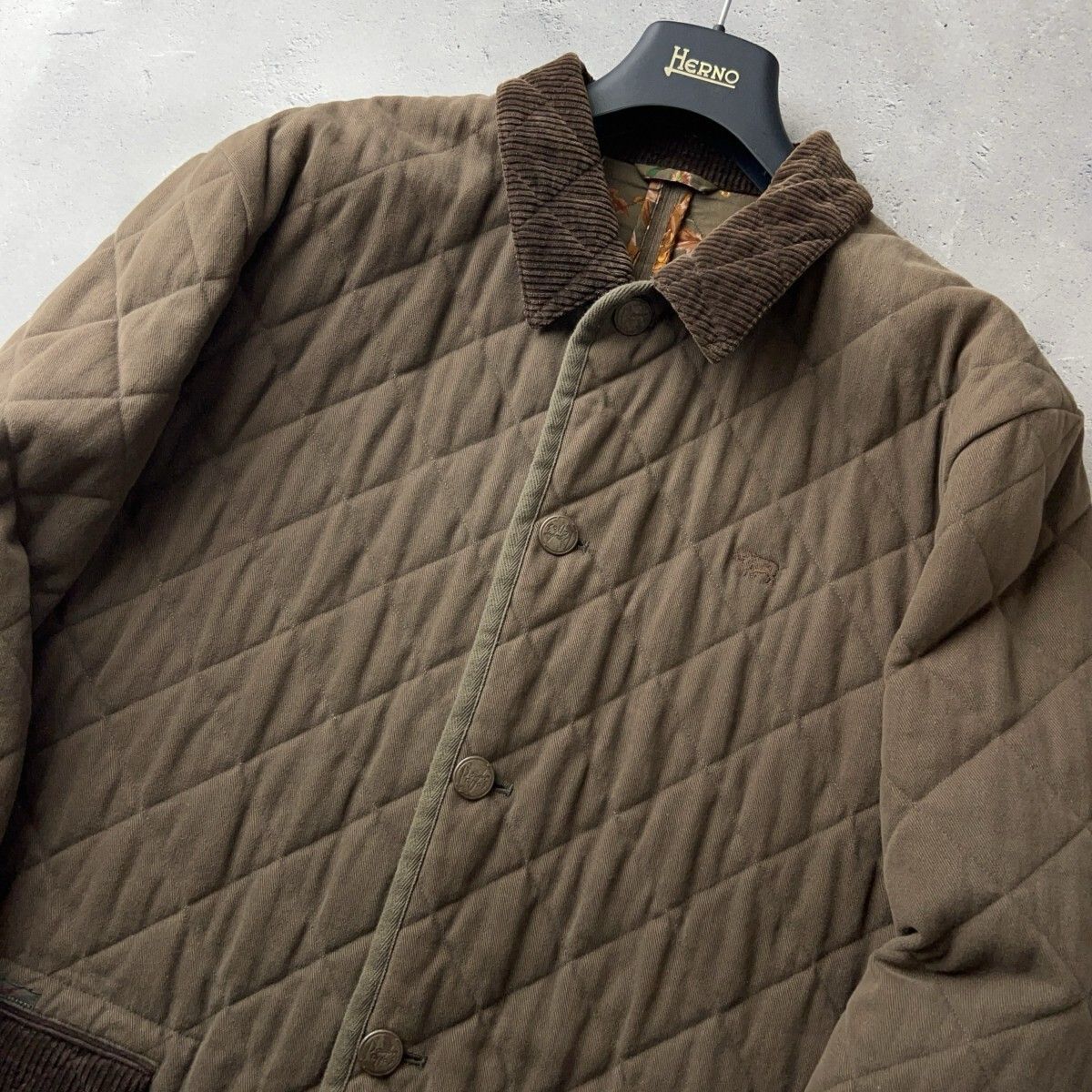 美品 Papas パパス ジャケット カバーオール 裏地チェック 日本製 M 美品 PAPAS パパス / 裏地 総柄 中綿入り キルティング