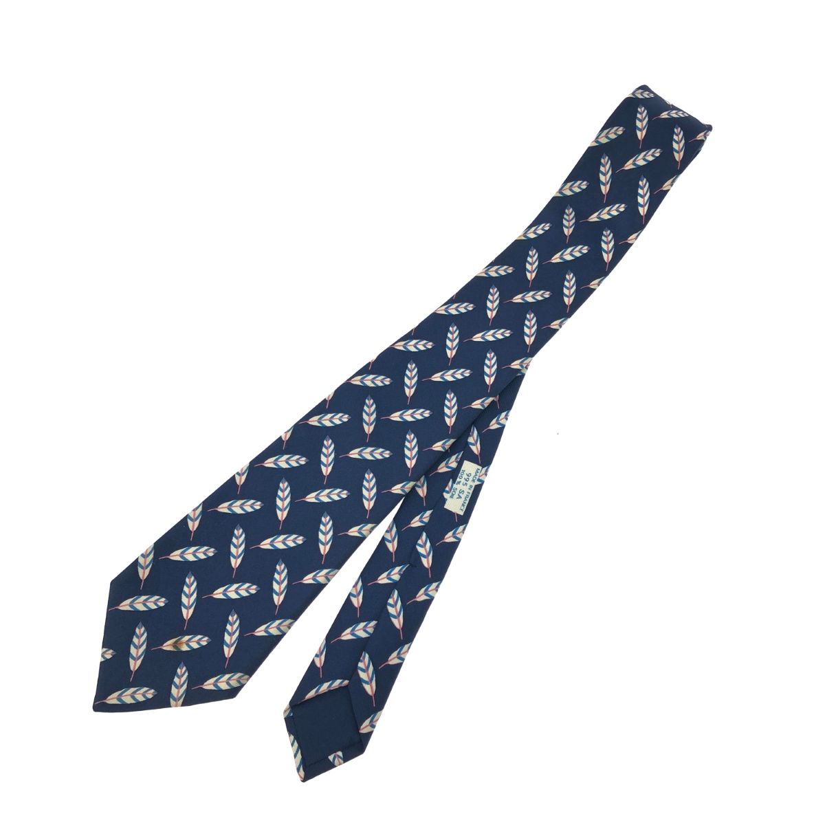 【新品未使用】HERMESエルメス シルク100% 総柄ネクタイ 鳥の羽根 HERMES エルメス ネクタイ 鳥の羽/シルク 995 シルク100％ ネイビー