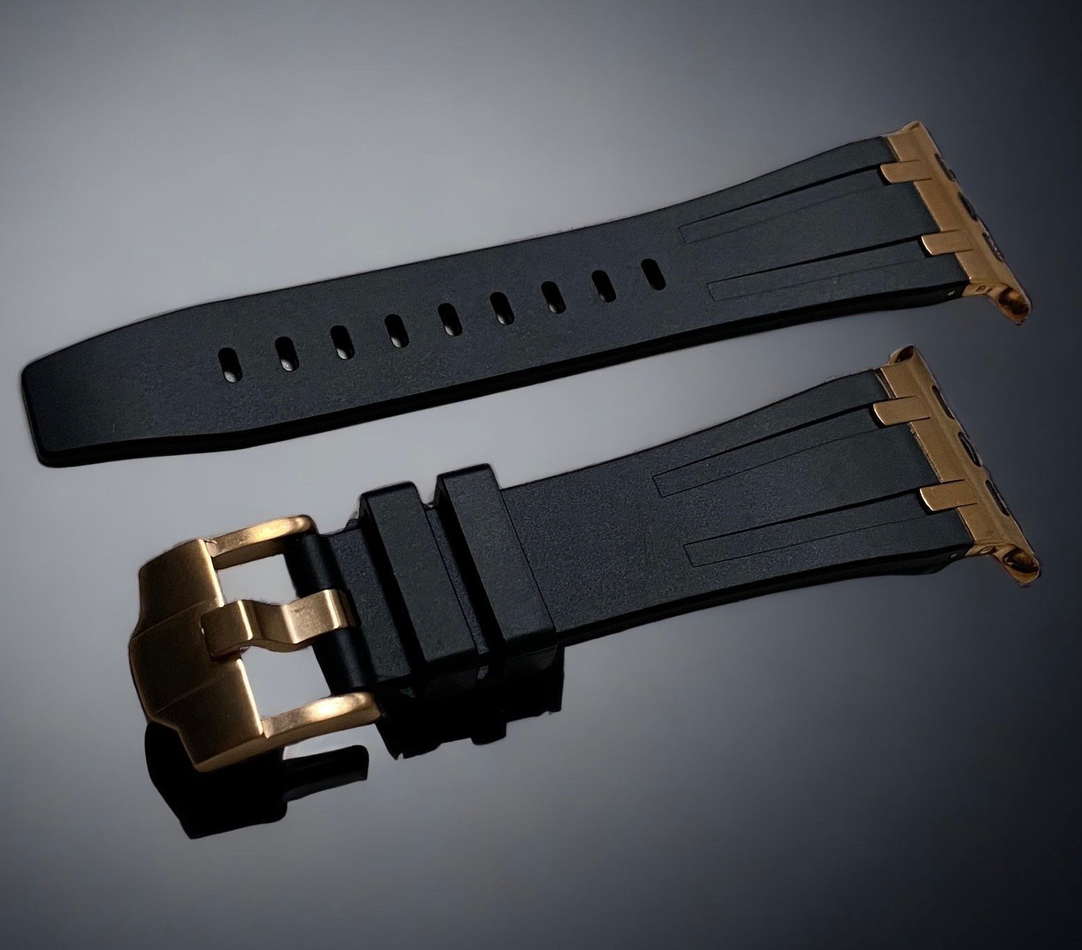 ブラックローズ金 Apple Watch バンド ラバーベルト ステンレス316L メンズ レディース スポーツ 49mm45mm44mm42mm41mm40mm38mm