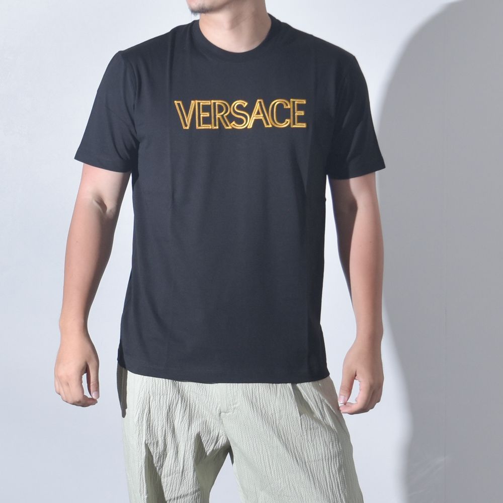 ヴェルサーチ Tシャツ メンズ 半袖 ブランド ロゴ メデューサ クルーネック 1011860 ブラック 黒 ホワイト 白 VERSACE