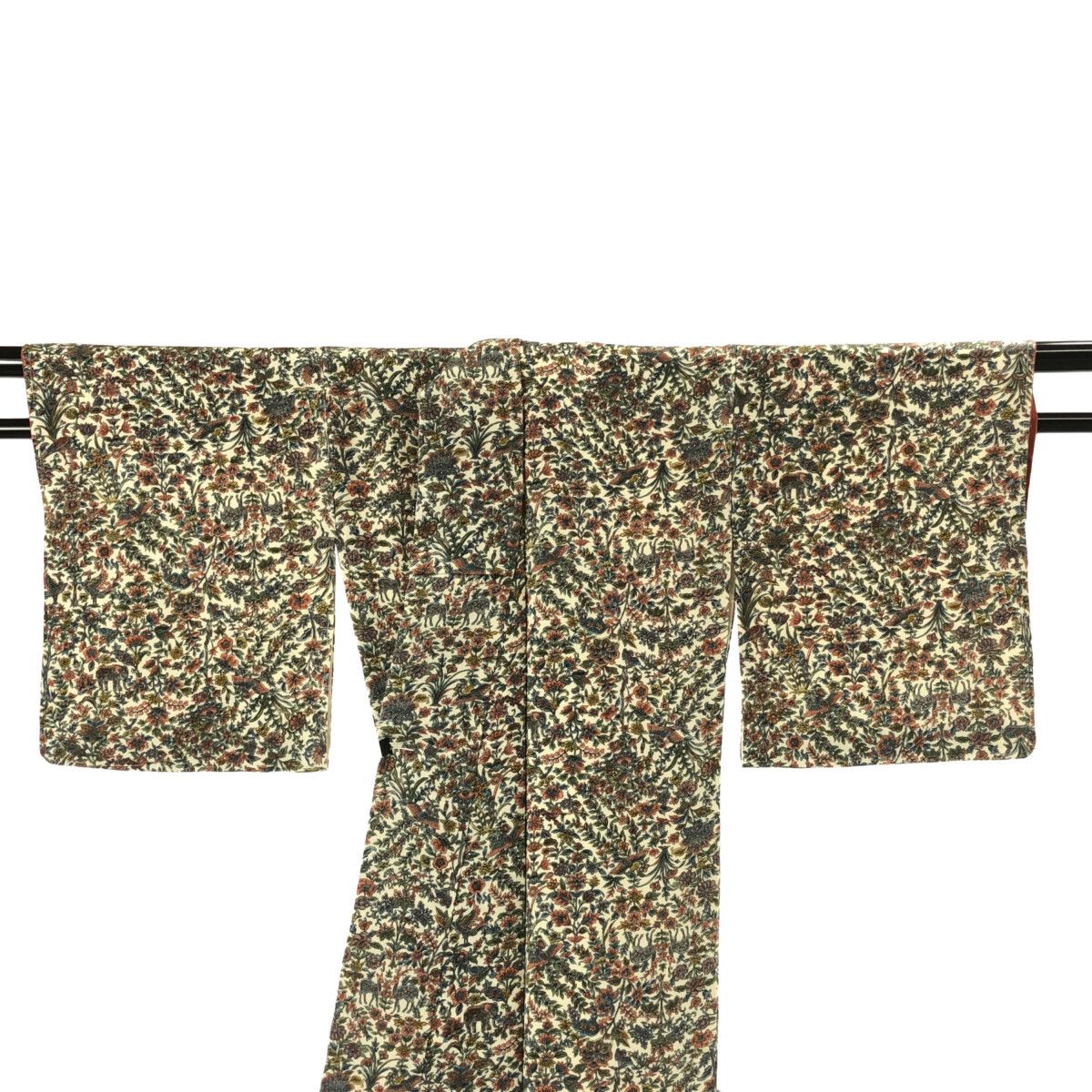 小紋/美品/更紗/白地/仕立上がり/適応身長153～161㎝　8586 小紋/美品/更紗/白地/仕立上がり/適応身長153～161㎝ 8586 - メルカリ