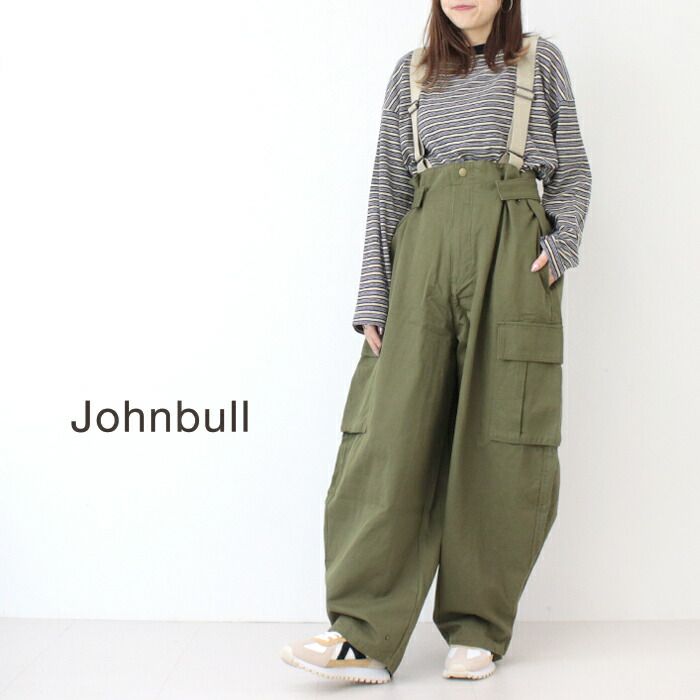 ジョンブル JOHNBULL ミリタリーサロペット JL253P09 ワイド カーゴパンツ サスペンダー レディース 2025秋冬