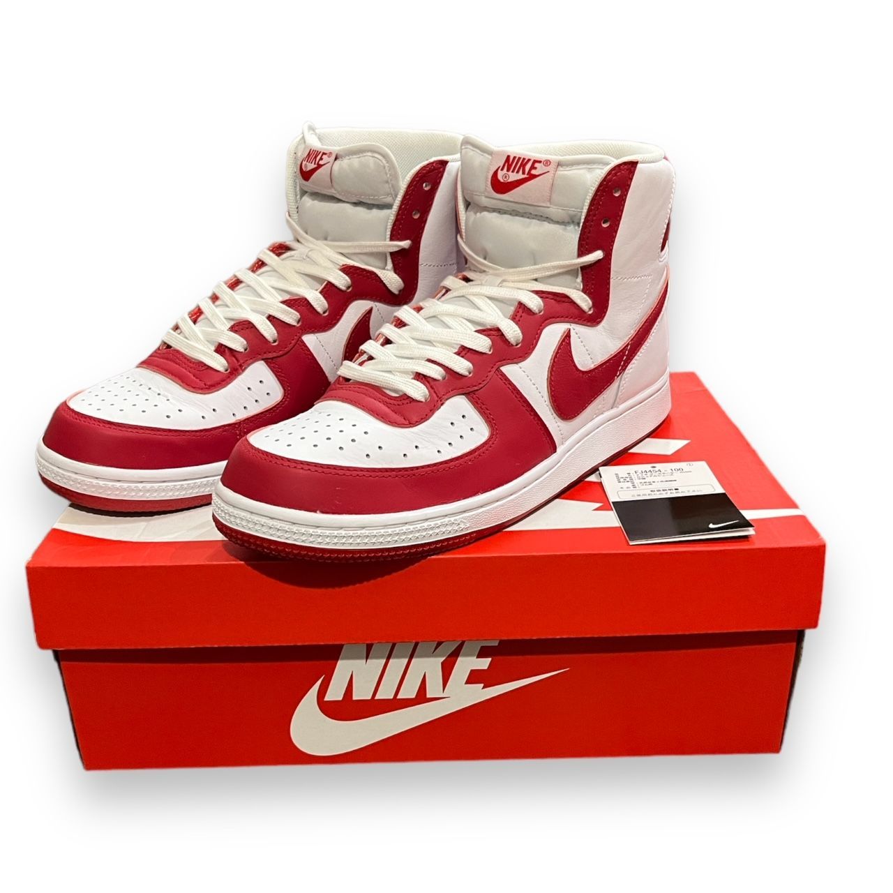 国内正規 NIKE TERMINATOR HIGH WHITE/UNIVERSITY RED ナイキ ターミネーター ハイ ホワイト/ユニバーシティ  レッド スニーカー FJ4454-100 28.5cm　55638A