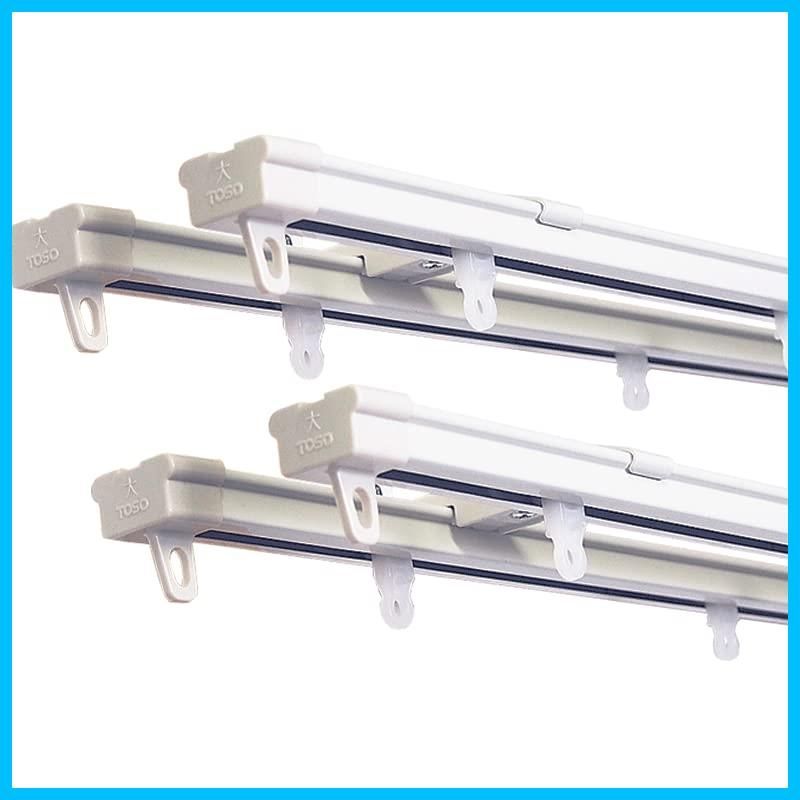 【新着商品】(2本セット) 角型伸縮カーテンレールダブル【1.2m～2.0m用】 (ホワイト) TOSO