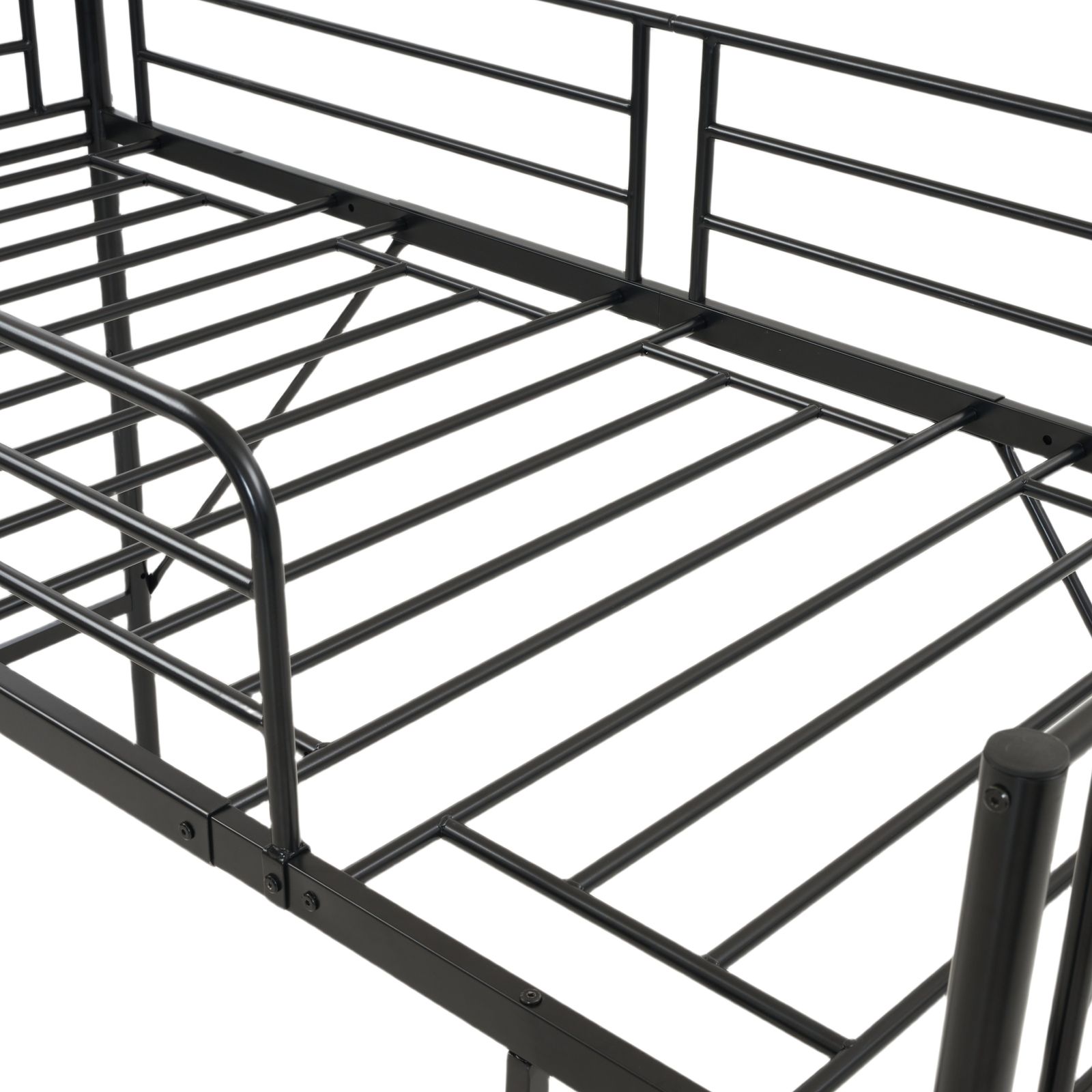 新作】【ブラック】ロフトベッド パイプベッド シングル ベッド デスク