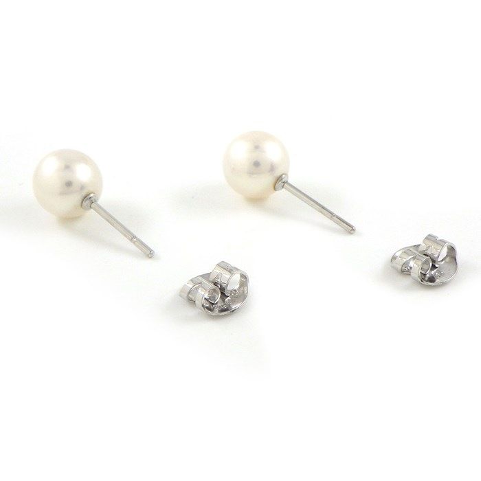 タサキ パール ピアス K18WG 7.5mm あこや真珠