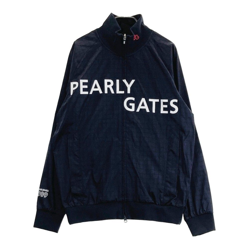 サイズ 4 PEARLY GATES パーリーゲイツ 2025年 ジップジャケット ロゴプリント 格子チェック柄 ネイビー系 240101460933 ゴルフウェア メンズ ストスト