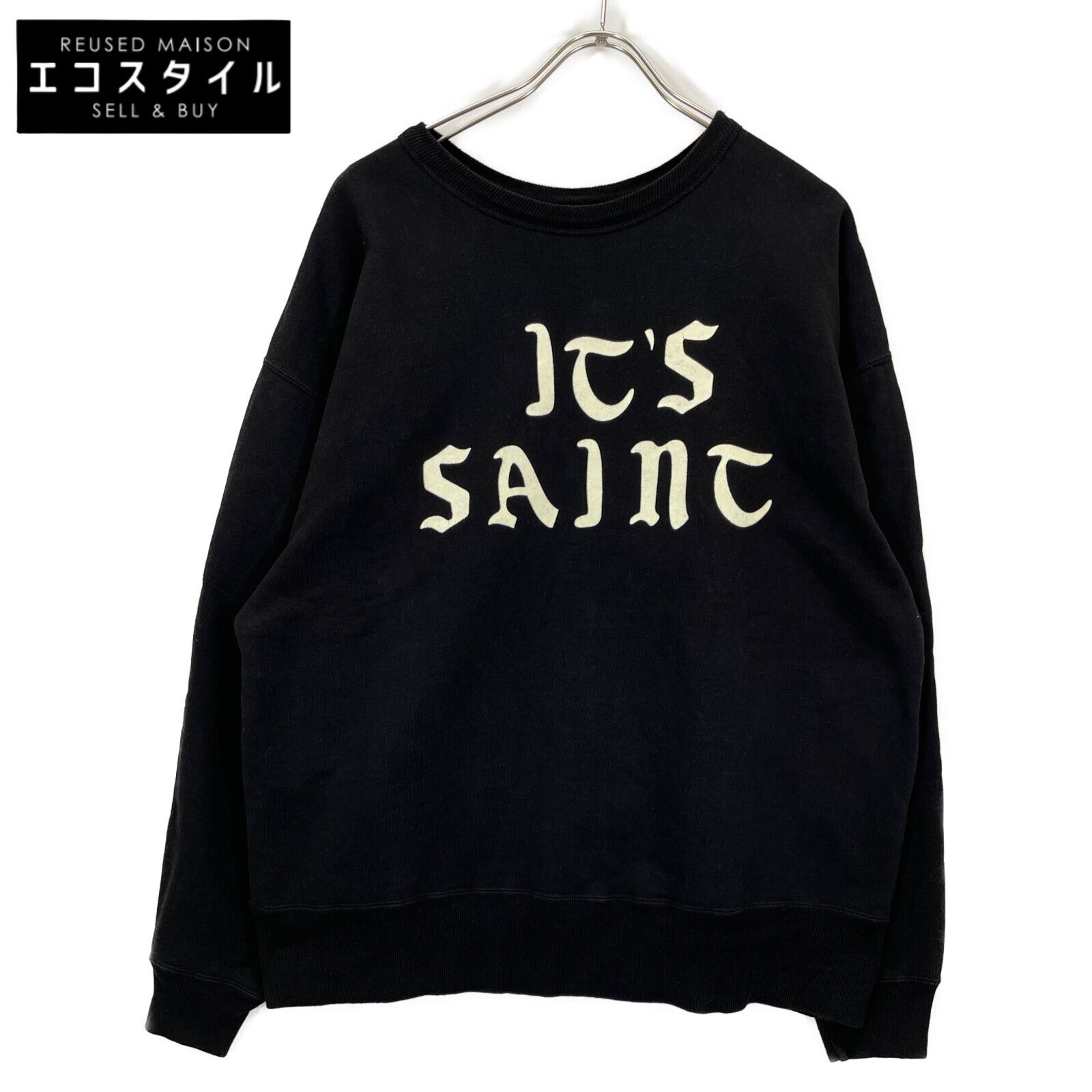 SAINT MICHAEL セントマイケル ﾌﾞﾗｯｸ M-YS1-0000-028 CREW SWEAT ITS 