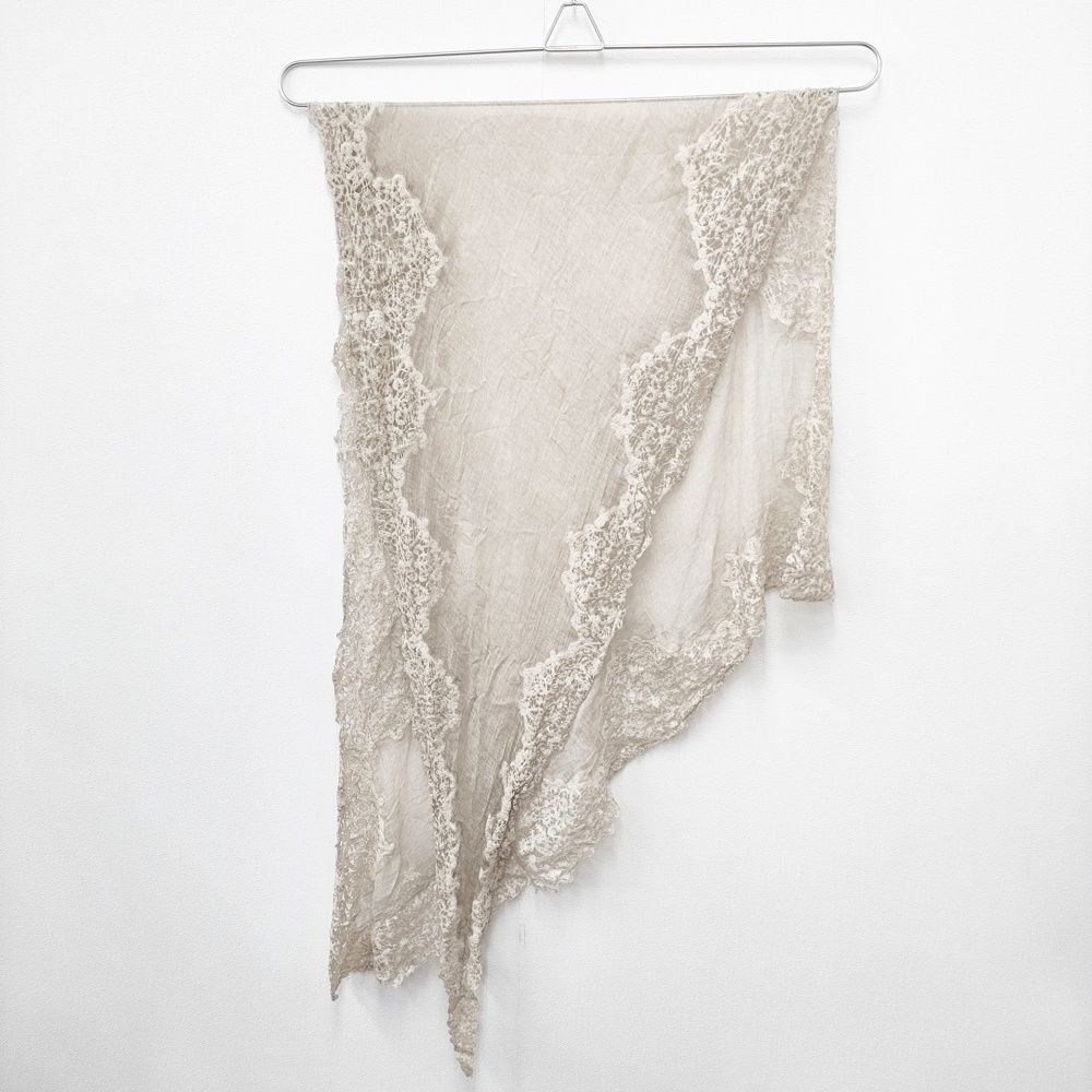 Faliero Sarti レース ポリエステルコットン ストール ベージュ グレー レディース ファリエロサルティ【中古】5-0918G◎ Faliero Sarti レース ポリエステルコットン ストール ベージュ グレー