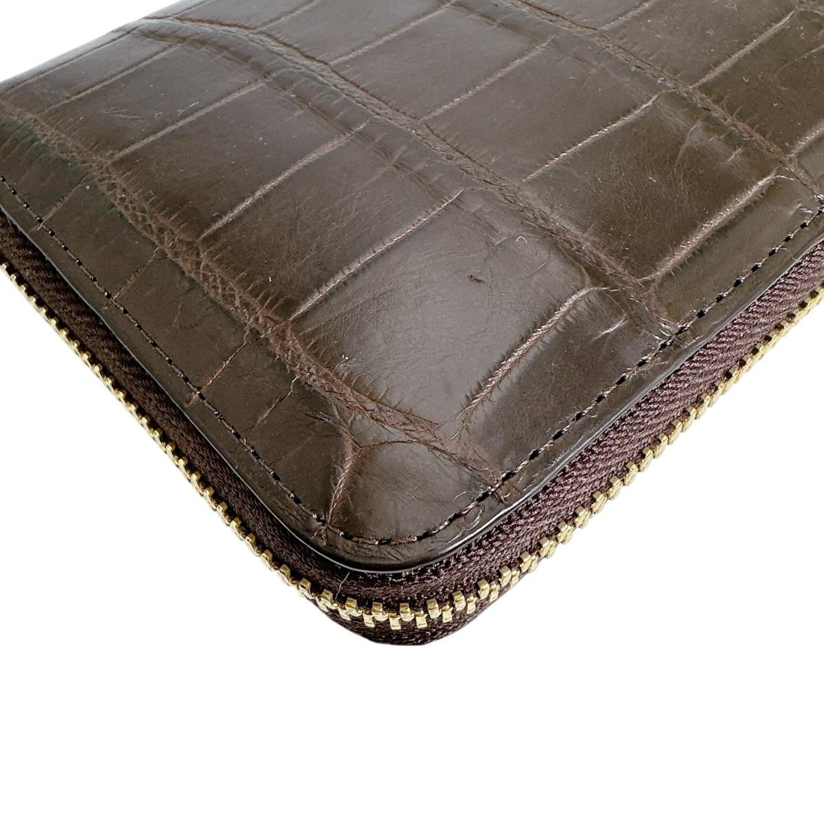 クロコダイル 52658 マット ラウンドファスナー 外ポケット付 長財布