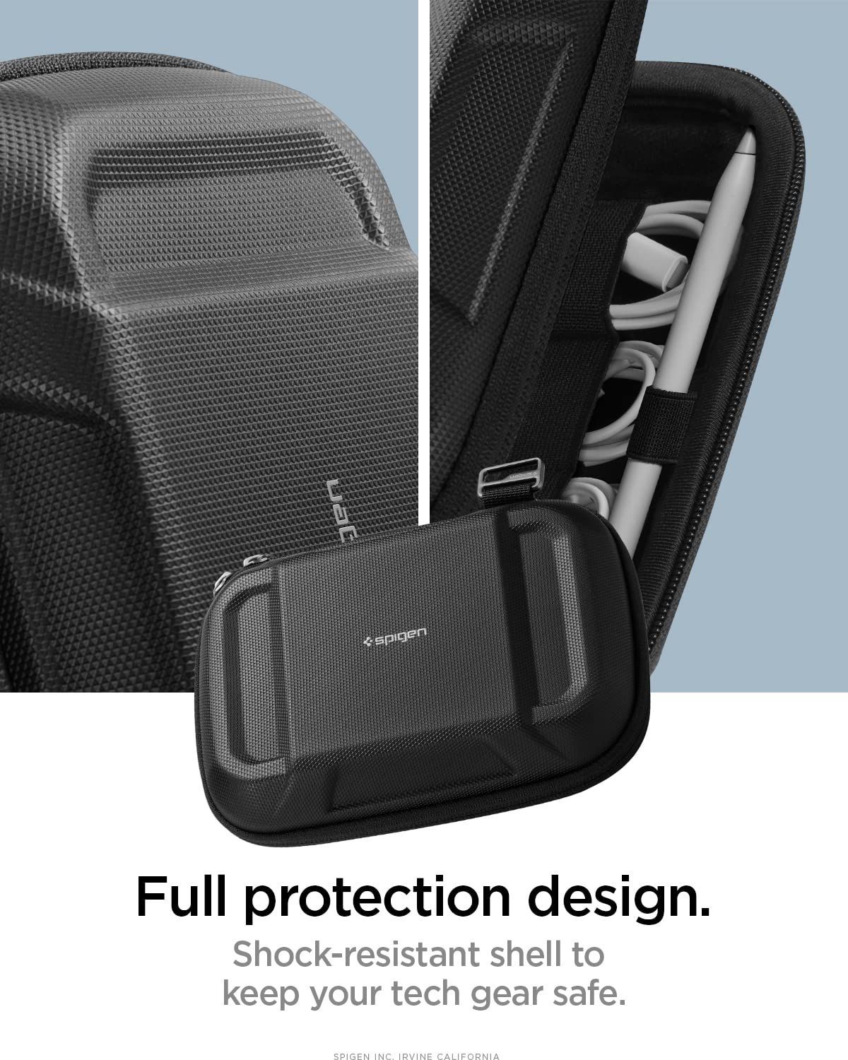 【在庫セール】Spigen ガジェットポーチ トラベルポーチ ケーブル 収納 ポーチ 旅行 出張 収納 小物入れ 便利グッズ ラギッド・アーマー・プロ AFA04536 (ブラック)