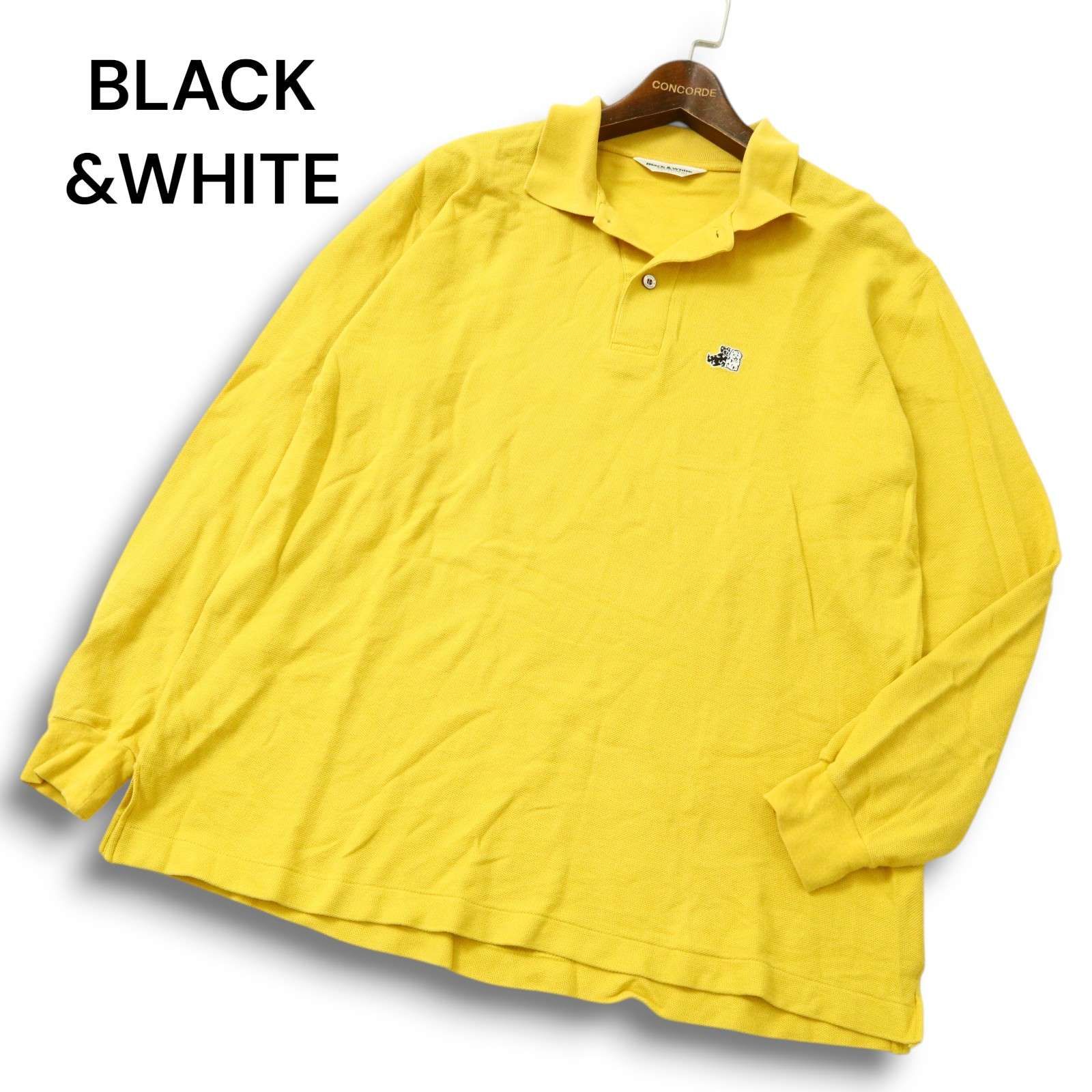 BLACK&WHITE ブラック＆ホワイト ゴルフ 通年 ロゴ刺繍☆ 長袖 鹿の子