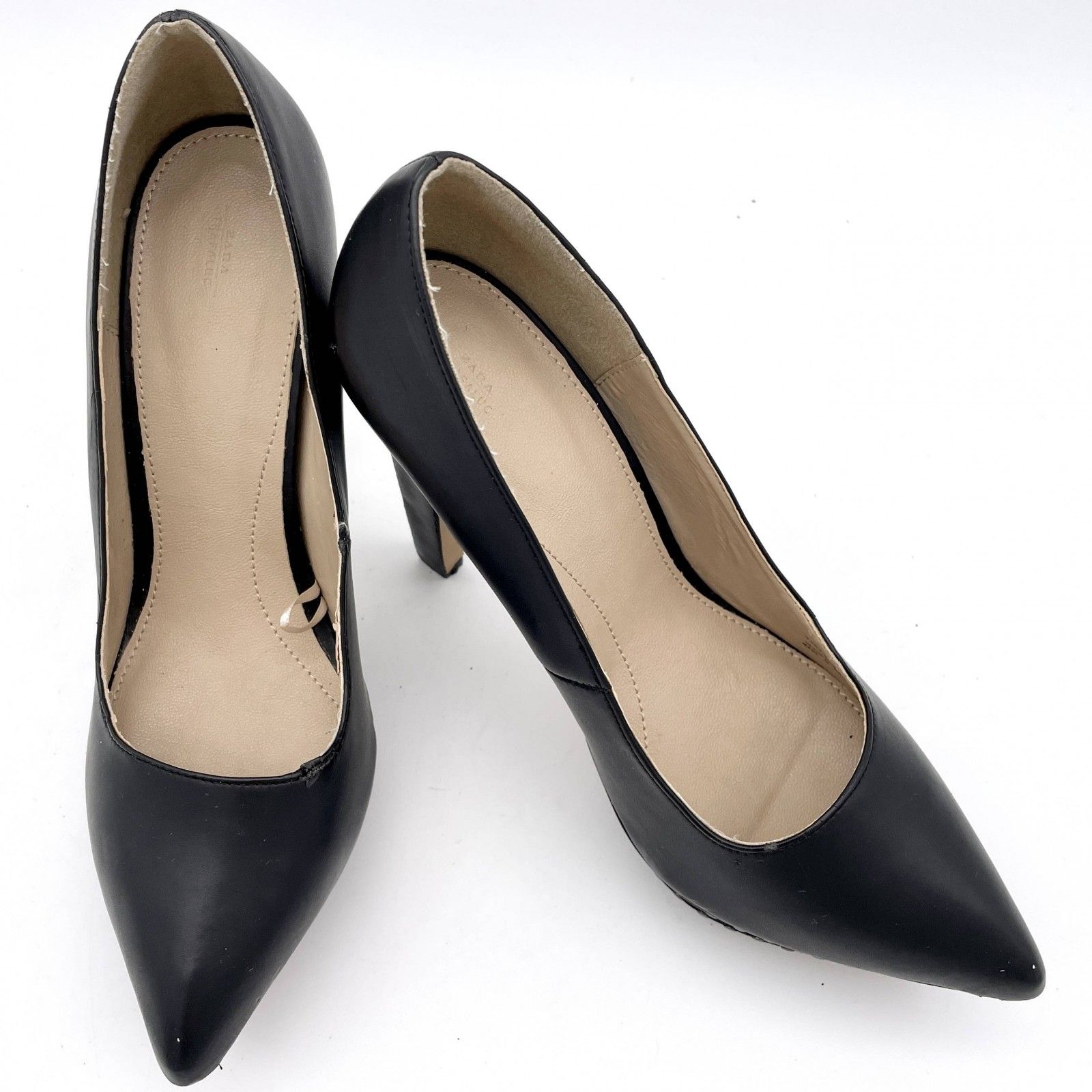 ZARA レザーハイヒールパンプス　BLACK 24.5センチ ZARA ハイヒール スタッズ ブラック 1352A - メルカリ