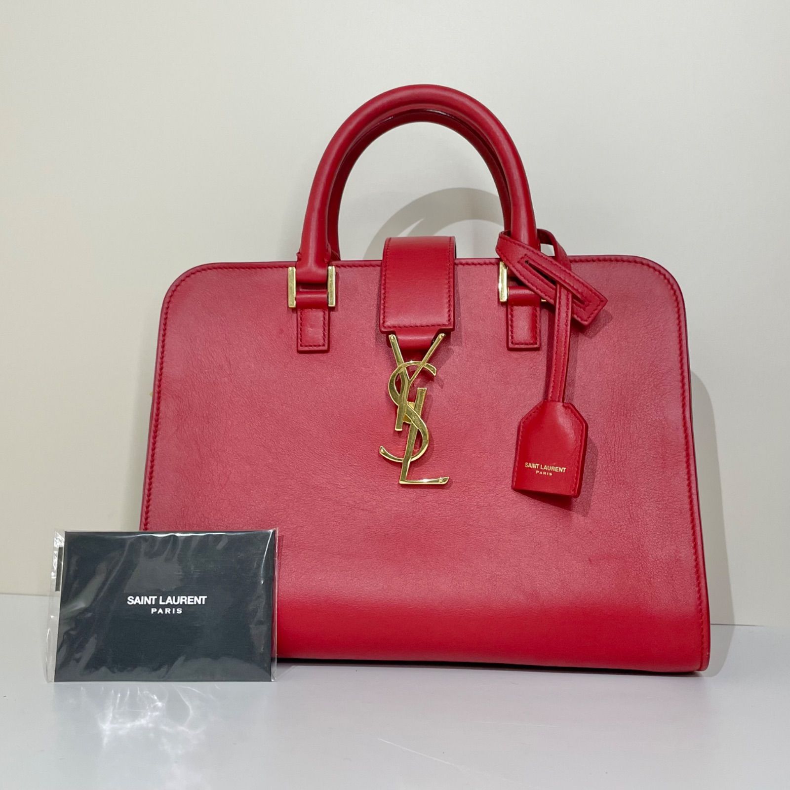 美品 サンローラン パリ ベイビーカバス 2way ハンドバッグ レッド