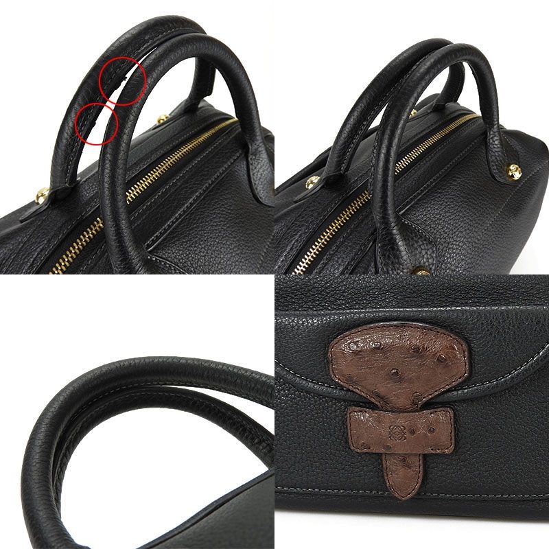 中古】LOEWE ロエベ 331.41.D85 メイ 2WAYハンドバッグ アナグラム オーストリッチ ブラック 黒 ゴールド金具 レザー 革  レディース 肩掛け 斜め掛け hand bag leather black - メルカリ