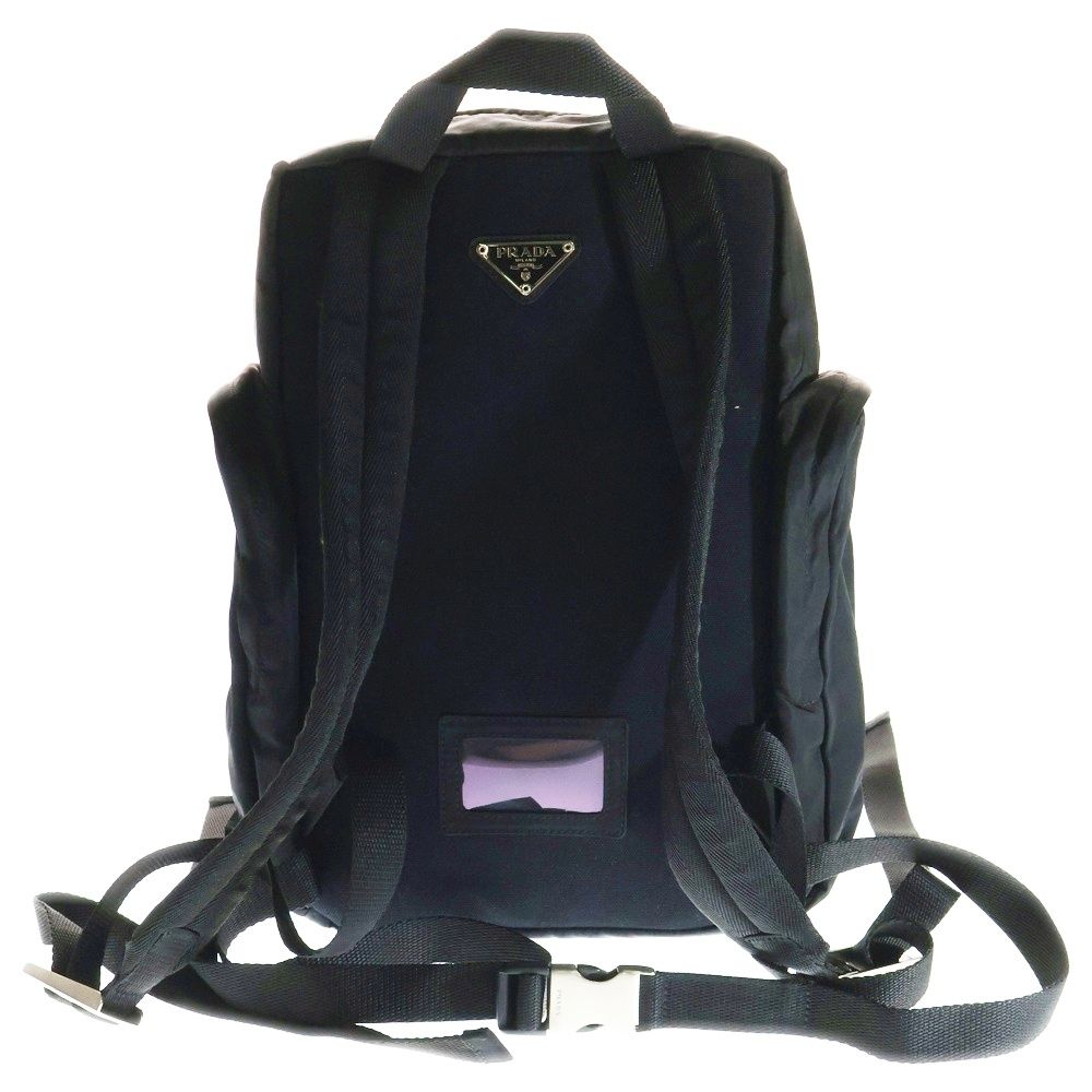 PRADA リュック シルバーチェーン ブラック 三角ロゴ テスートナイロン PRADA リュック シルバーチェーン ブラック 三角ロゴ テスート