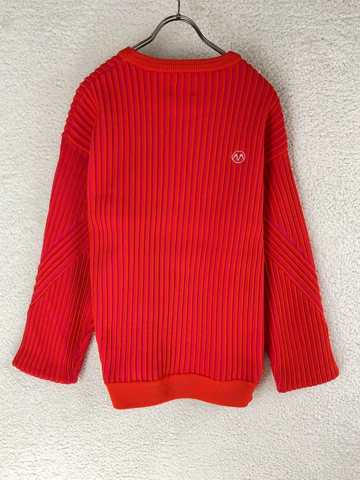 サイズL【新品】MAGIC STICK 2トーンリブストライプリブクルーネック 新品 MAGIC STICK マジックスティック XL オレンジ 2トーンリブ