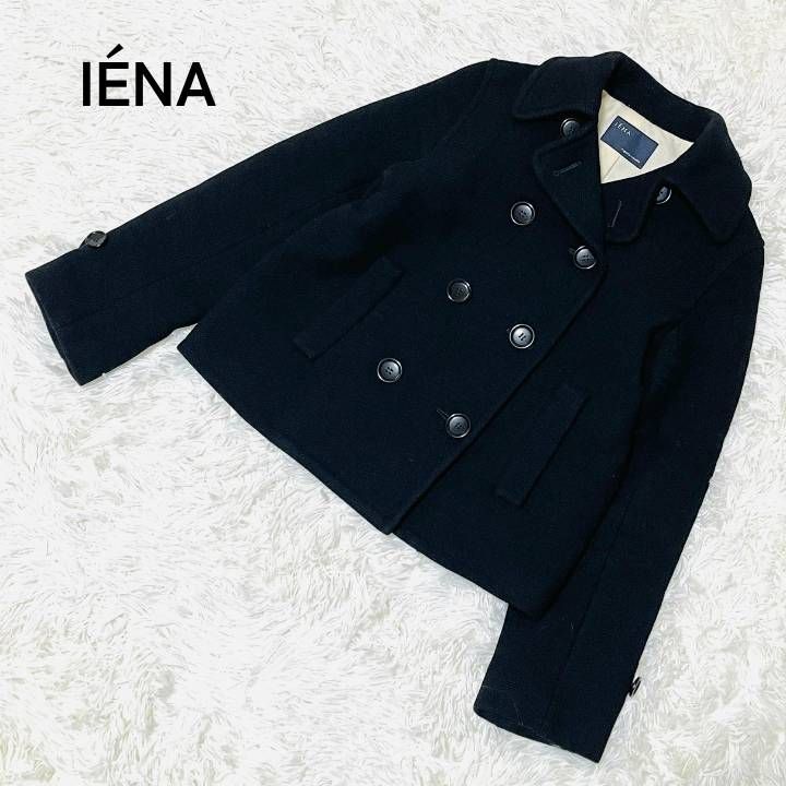 IENA】イエナ ウール混 ダブルボタン ジャケット コート 黒 ブラック