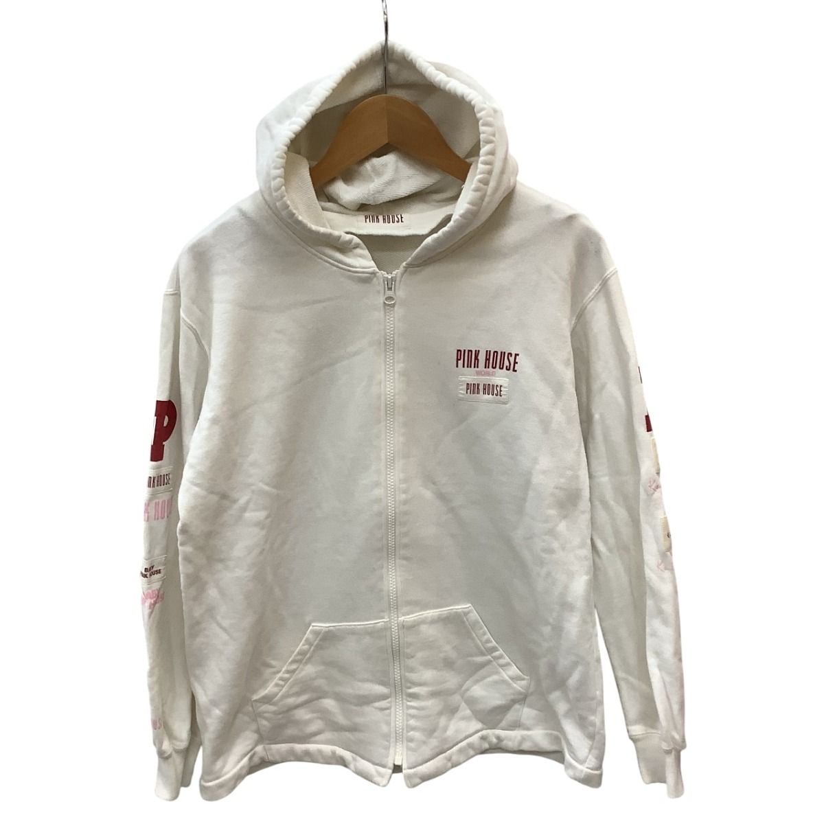 ♪♪PINK HOUSE ピンクハウス ジップアップ パーカー SIZE L ワッペン 