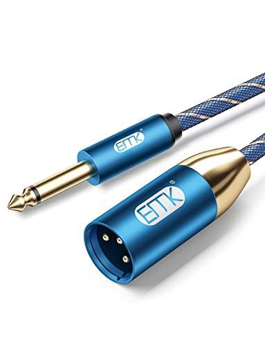 6.35mm オス-XLR オス_1.5M xlr ケーブル EMK マイクケーブル 6.35mm TS オス to XLR オスケーブル 高耐久ナイロン 楽器・音響機器ケーブル HiFi音質 スピーカー、ステージ、DJ、楽器、スタジオ・オーデ