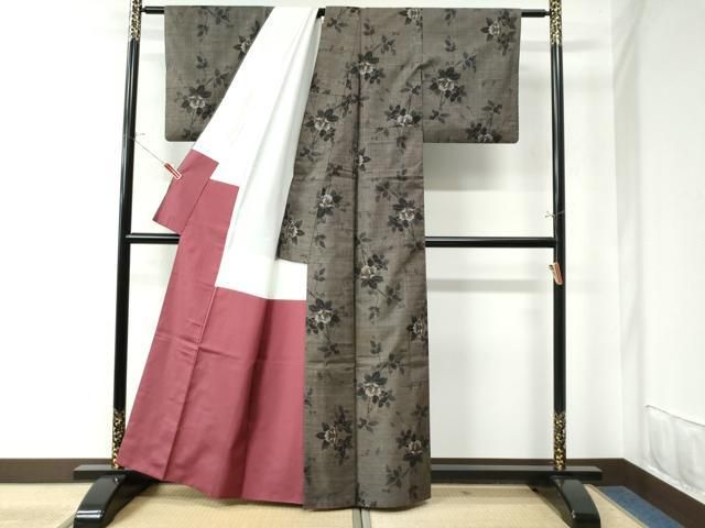 平和屋着物○本場大島紬 一元絣 横段花文 正絹 逸品 AAAY1864ck