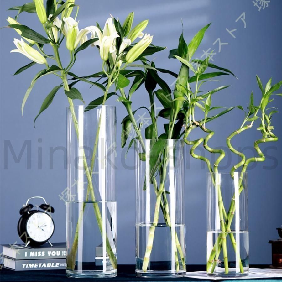 新しい未使用 フラワーベース ガラス 大きめ 花瓶 透明 北欧雑貨