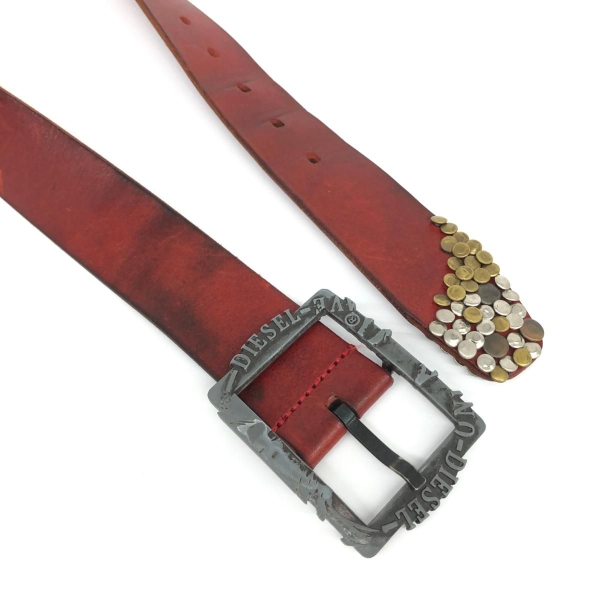 DIESEL ディーゼル ベルト レッド スタッズ レザー メンズ