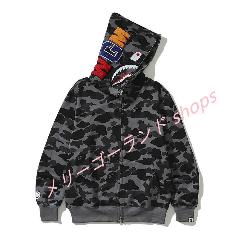 新品 A BATHING APE アベイシングエイプ ABC CAMO SHARK FULL ZIP HOODIE シャークフルジップフーディ  パーカー グレー - メルカリ