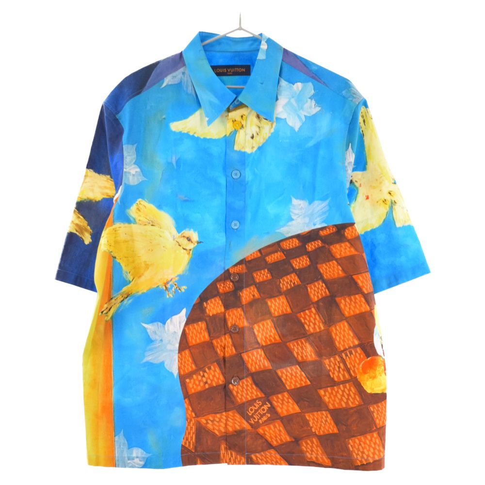 LOUIS VUITTON ルイヴィトン PRINTED S/S SHIRT ペインティングプリンテッド半袖シャツ ブルー 1ABY2B/RM232 ASM HPS70W LOUIS VUITTON (ルイヴィトン) 23AW PAINTING PRINTED S/S SHIRT