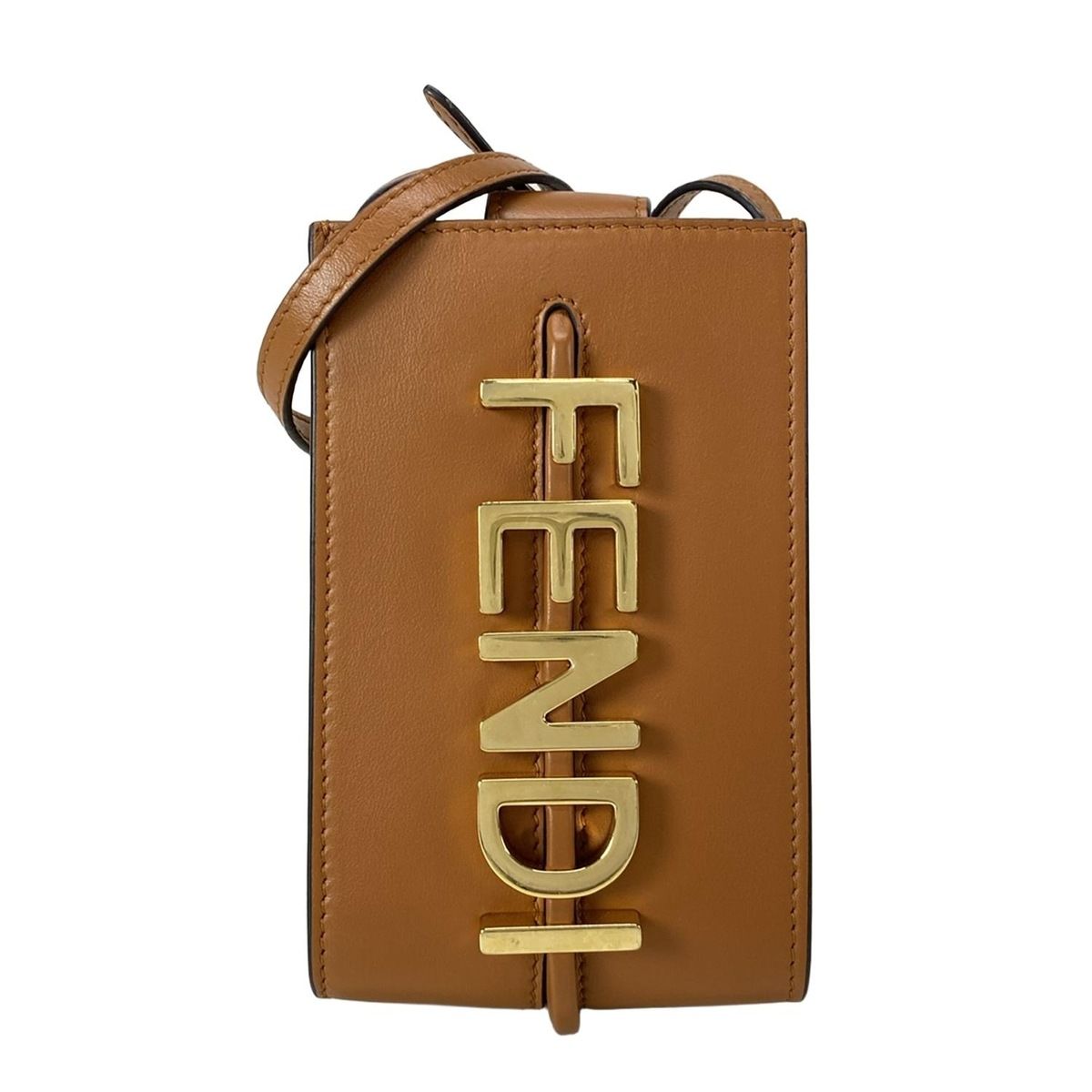 FENDI フェンディ ショルダーバッグ - 7AS192 ブラウン スマホポシェット レザー