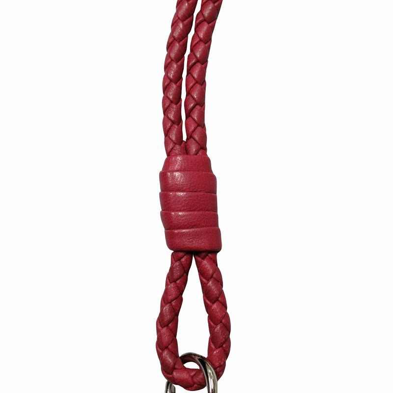 BOTTEGA VENETAイントレチャートレザーネックストラップ(赤) 美品 ボッテガヴェネタ BOTTEGA VENETA イントレチャート レザー
