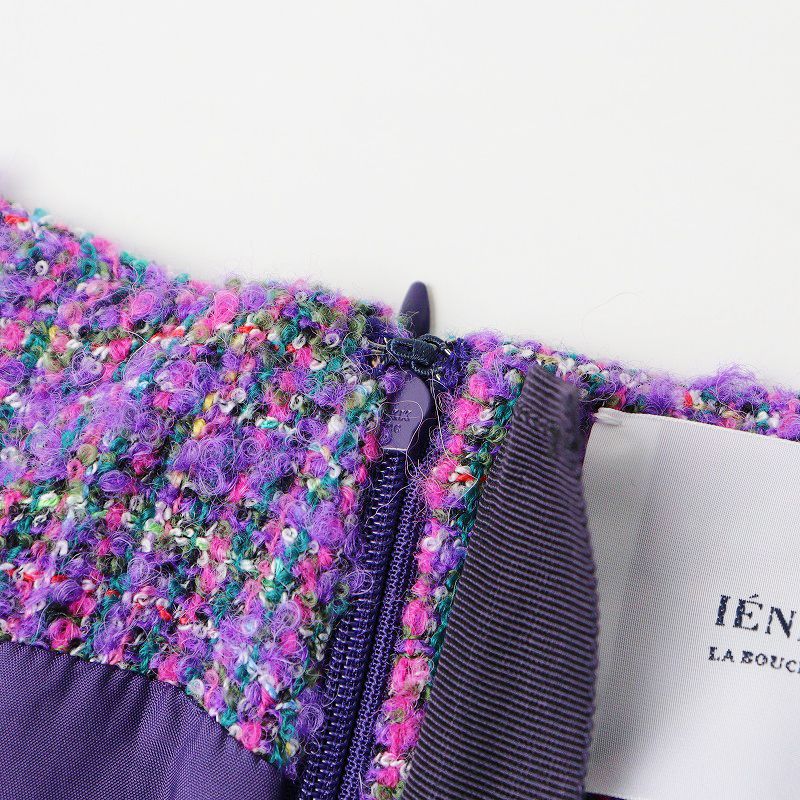 IENA LA BOUCLE カラーツィードVネックワンピース 定価4.6万 2022AW イエナ IENA LA BOUCLE カラーツィードVネック