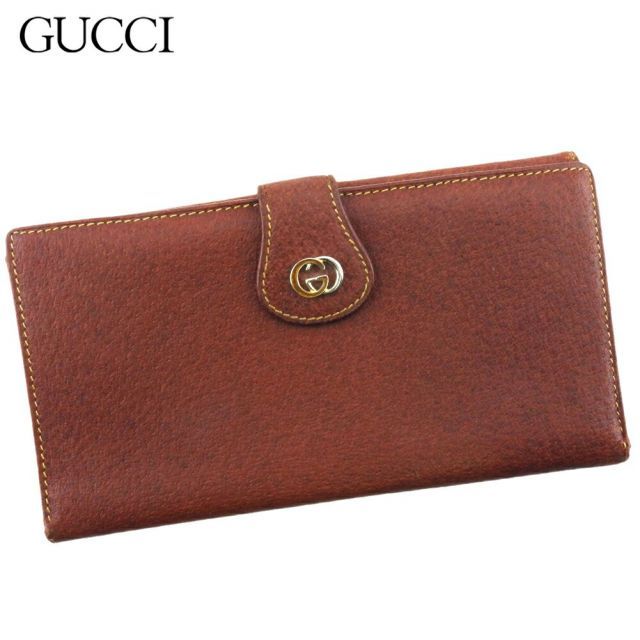 グッチ 長財布 Wホック 財布 レディース メンズ インターロッキングG ダブルG ブラウン シルバー ゴールド レザー GUCCI E16855S  - メルカリ