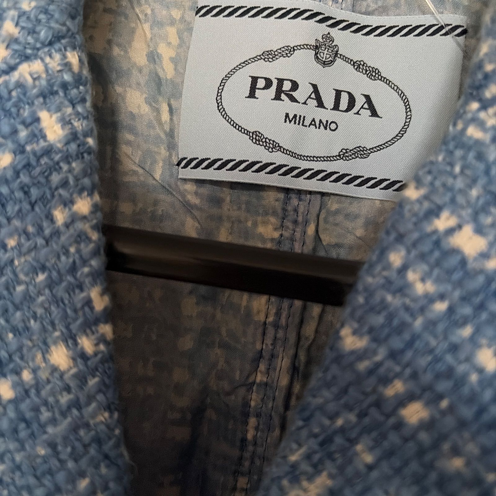 Z1554 美品 PRADA プラダ ツイード テーラード ジャケット 水色 ブルー