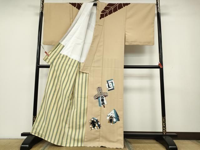 平和屋着物 男性 訪問着 舞台衣装 火消し纏 洗える着物 ut