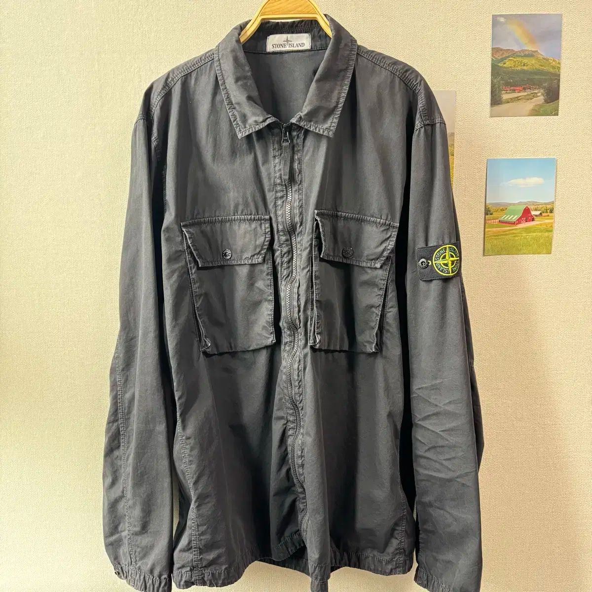 STONE ISLAND ストーンアイランド オールドエフェクト オーバーサイズシャツ 黒 XXL