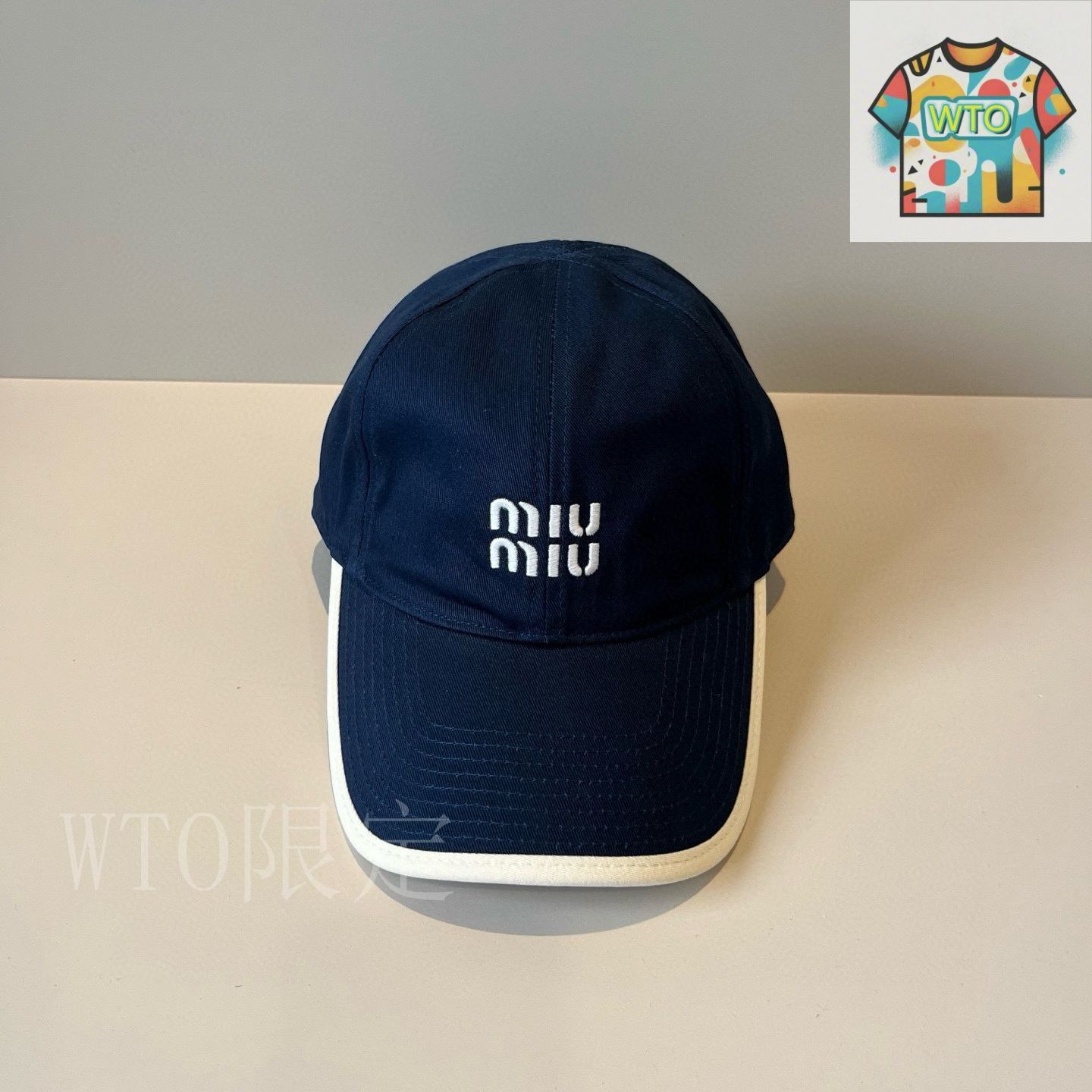 MIUMIU キャンバスxレザー ベースボールキャップ ミュウミュウ Miu Miu