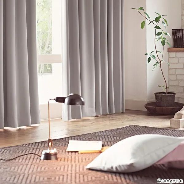サンゲツ】遮光1級 無地 グレー系 厚地カーテン 巾90cm×丈180cm 2枚組