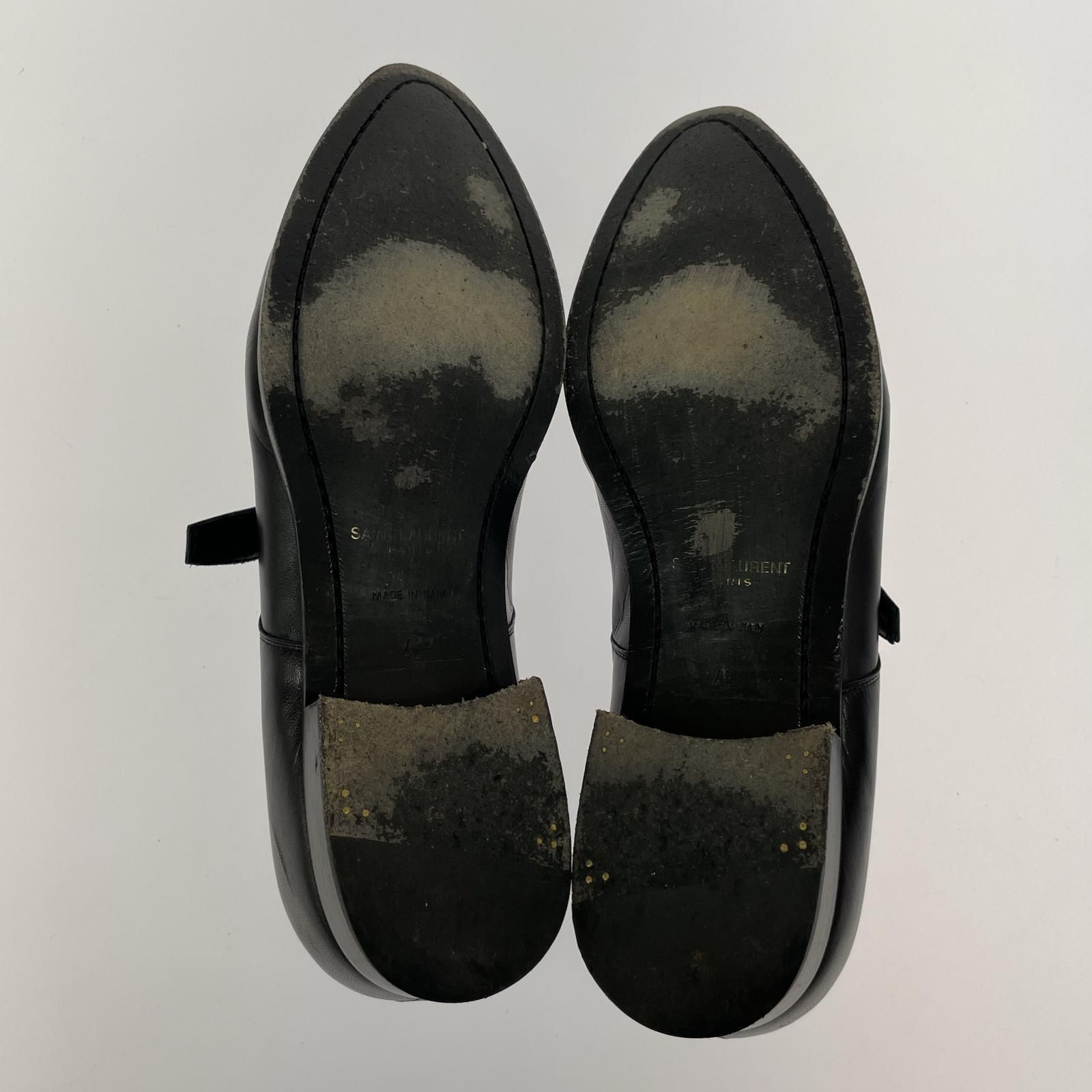SAINT LAURENT PARIS モンクストラップレザーシューズ 42 ブラック 