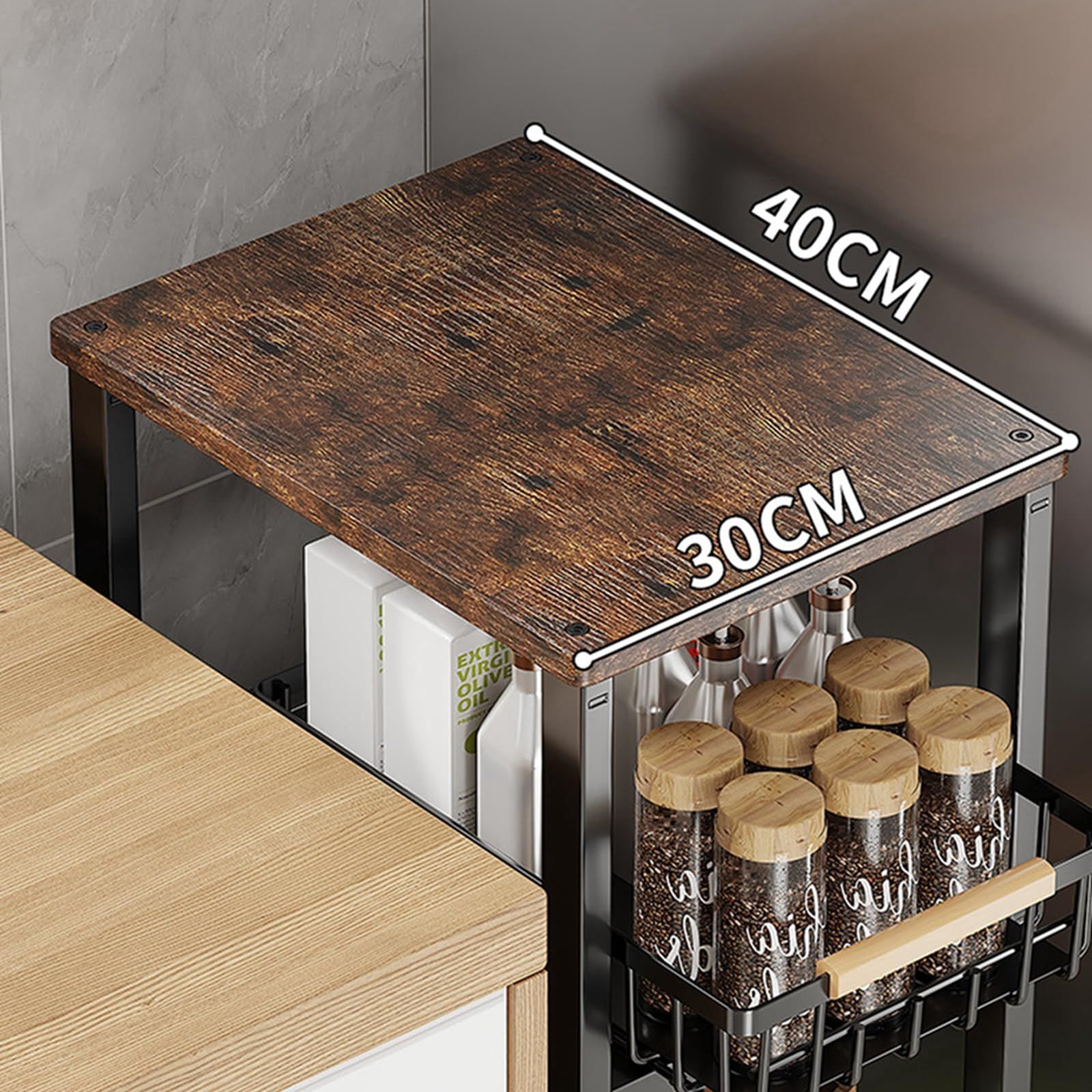 新着商品 キャスター付き 隙間収納 キッチンワゴン 30cm 天板付き 隙間ワゴン 収納棚 Huaniun スリム キッチンストッカー 幅30×奥行40×高さ107cm ホワイト