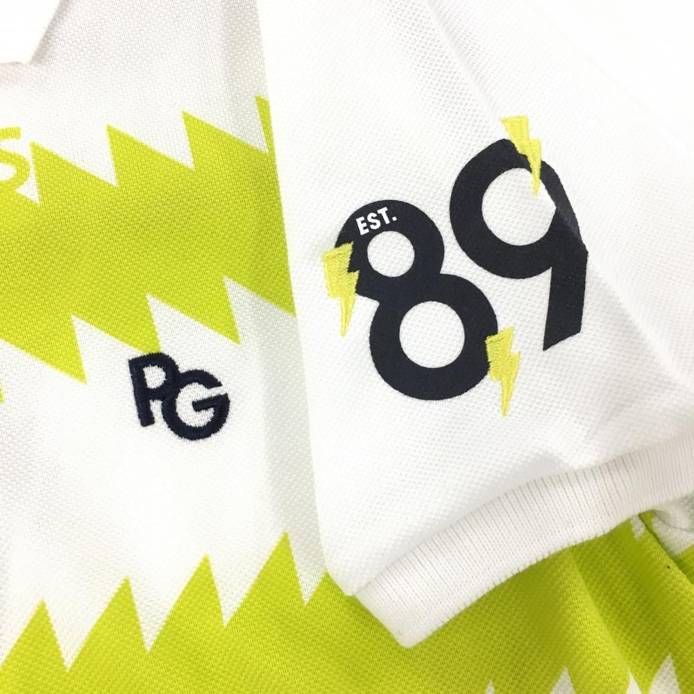 新品】パーリーゲイツ 半袖ポロシャツ 白×イエロー ギザギザボーダー