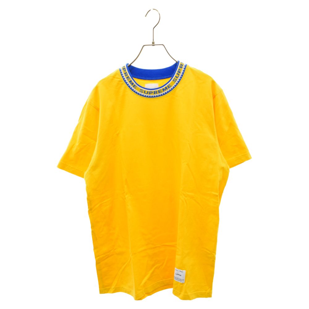 Supreme シュプリーム 15AW stadium ringer S/S Tee スタジアムリンガー ネック ロゴ 半袖 Tシャツ ネイビー系 M【美品】【中古】 SUPREME (シュプリーム) 15AW stadium ringer ネックロゴ リンガー