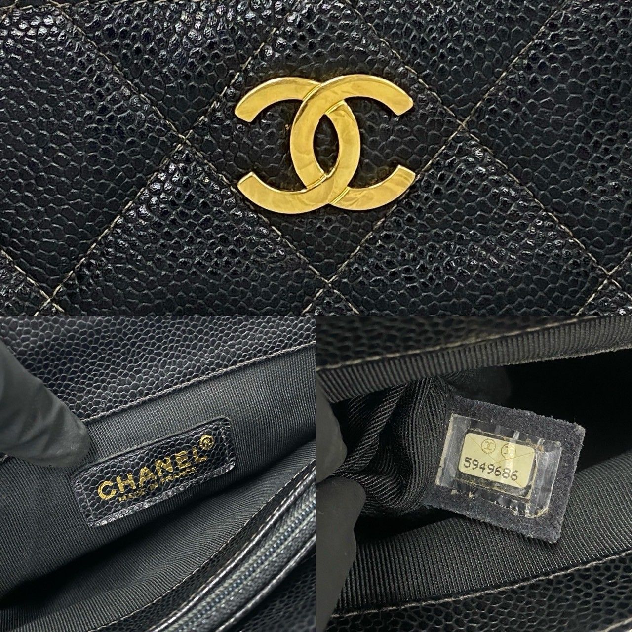 極 美品 袋付 シール有 5番台 CHANEL シャネル マトラッセ ココマーク マットキャビアスキン トートバッグ ハンドバッグ ブラック 黒  116-5 - メルカリ